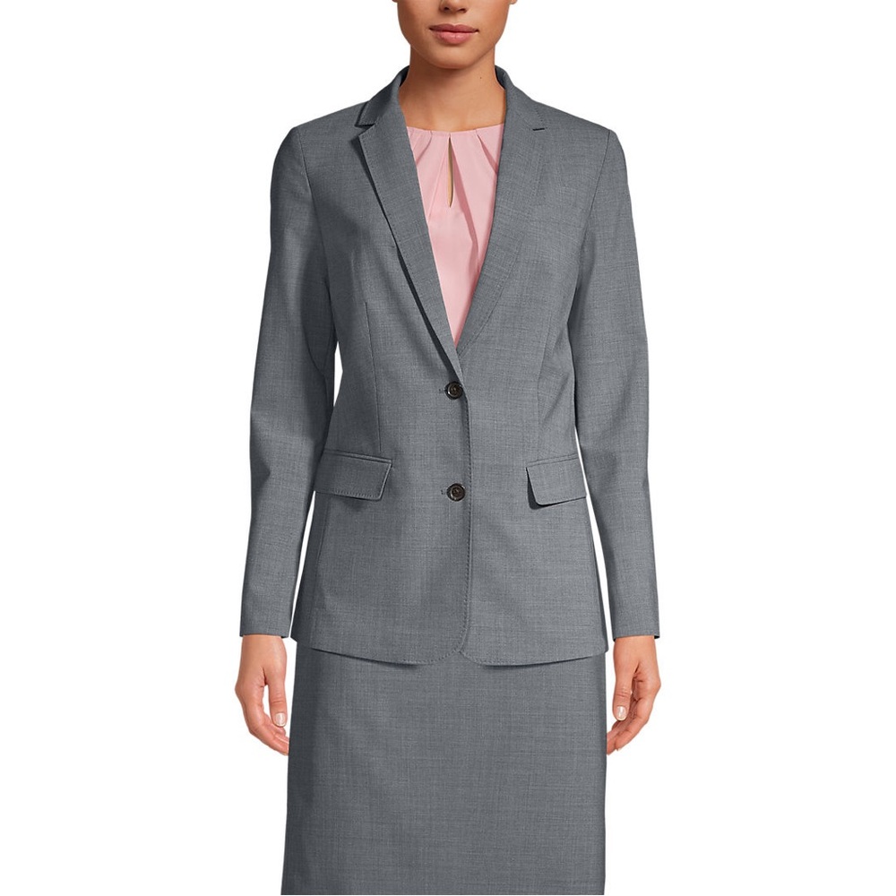 NWT Lands End Womens Washable Wool 2 Button Traditional Blazer Jacket Size 14